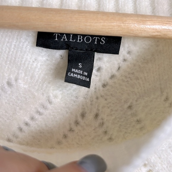 Talbots Crew Neck Diamond Sparkle Pattern Sweater Size S NWOT - Picture 2 of 7